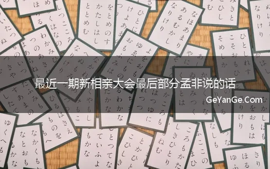 最近一期新相亲大会最后部分孟非说的话