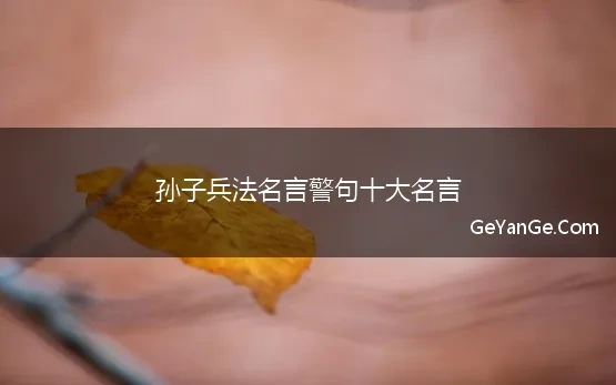 孙子在2500多年前就有过一句名言