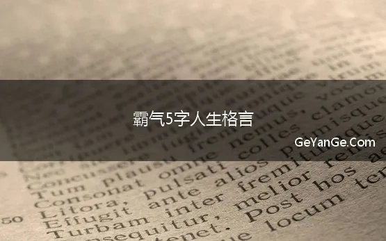 霸气5字人生格言