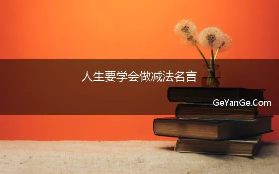 人生要学会做减法名言